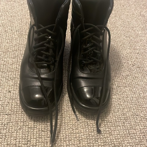 Black Chanel lace up bootie - Picture 2 of 8